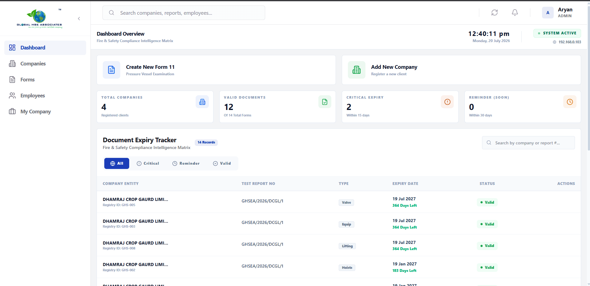 DISH Compliance & Certificate Management System